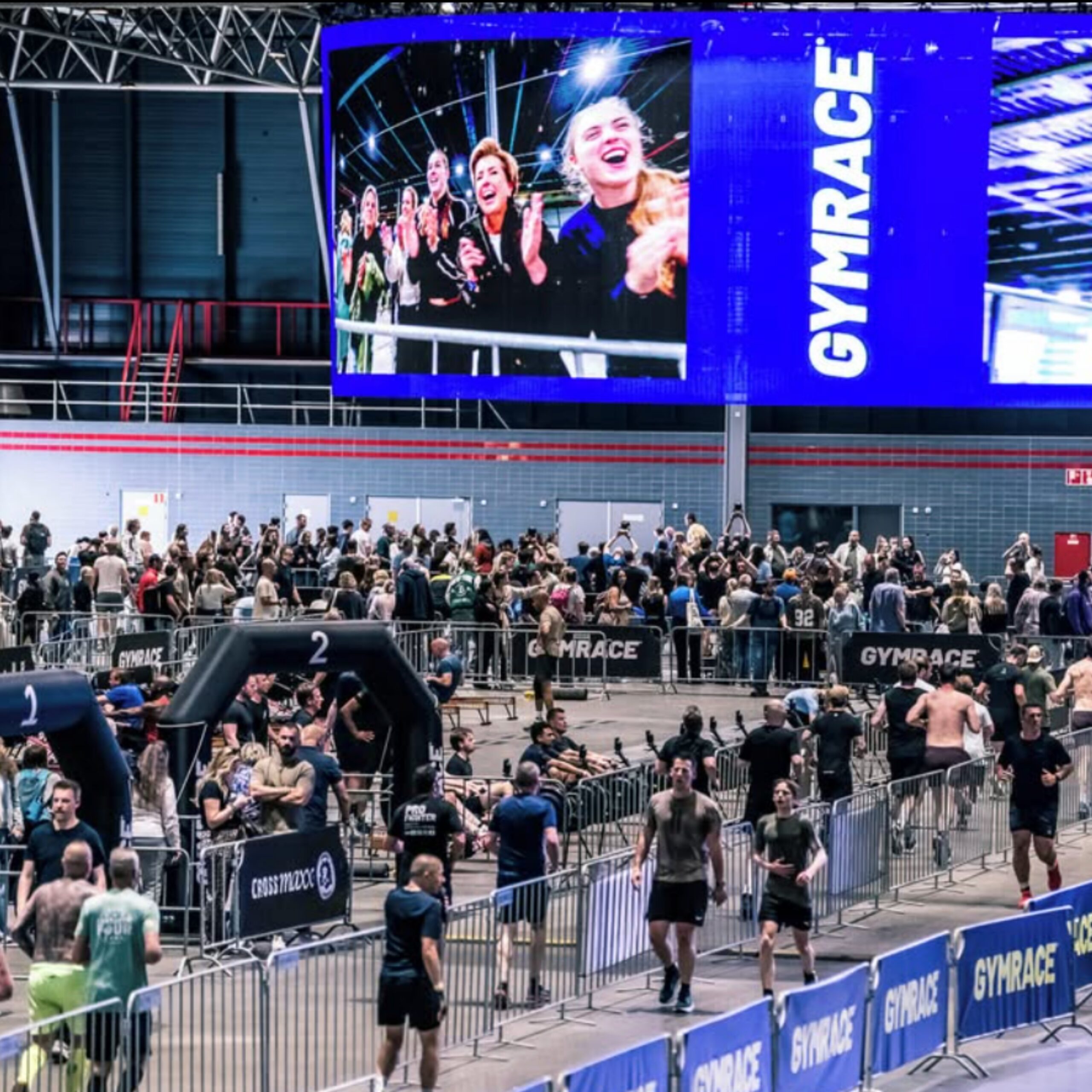 Athletes and spectators at a GymRace fitness race in Utrecht, Netherlands.