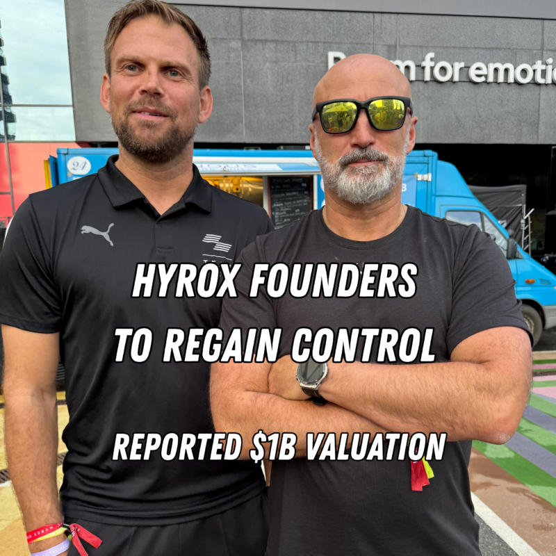 HYROX founders Christian Toetzke, left, and Moritz Fürste at the 2026 HYROX World Championships in Stockholm