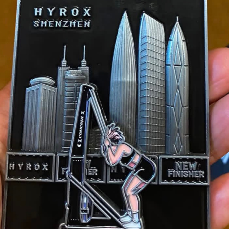 HYROX Shenzhen finisher medal featuring a SkiErg station design