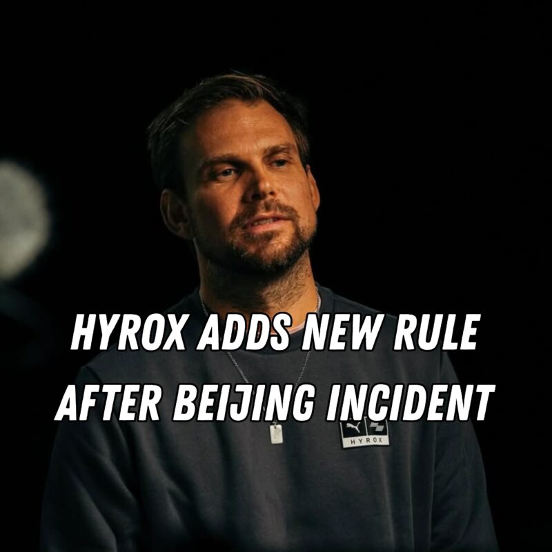 HYROX co-founder Moritz Fürste with text reading “HYROX Adds New Rule After Beijing Incident”