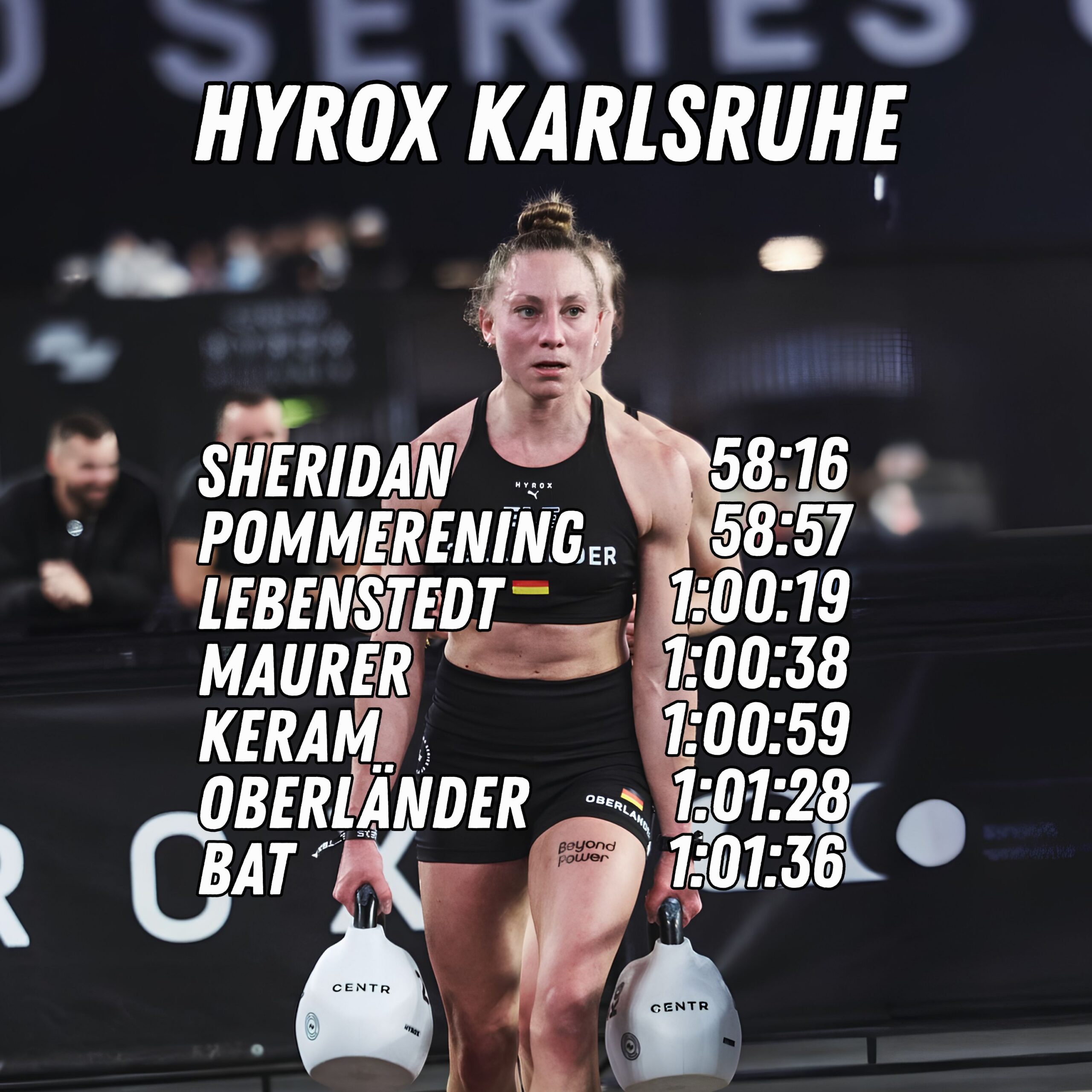 Viola Oberländer competes at HYROX, with leading Pro Women to watch at HYROX Karlsruhe 2026 listed alongside their fastest times.