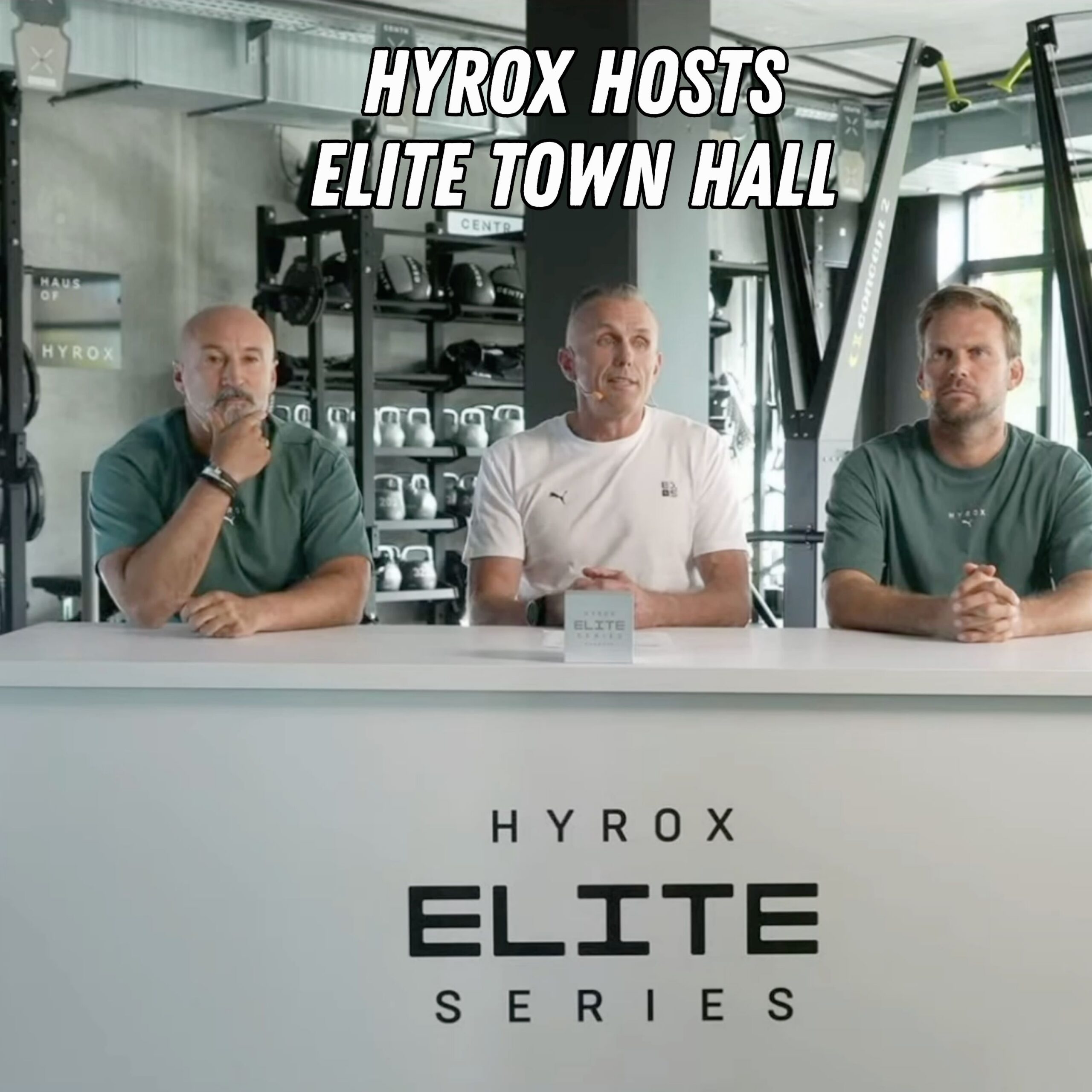 Mat Lock, Christian Toetzke, and Moritz Fürste during HYROX’s first Elite Series Town Hall.